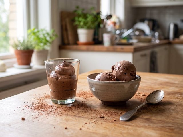 Mousse and ice cream